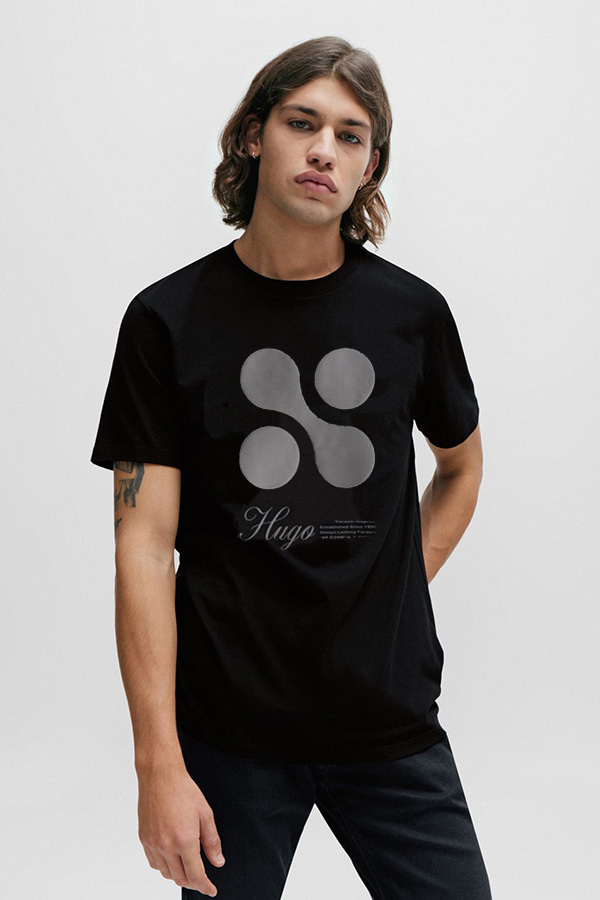 ΜΠΛΟΥΖΑ T-SHIRT HUGO - 001 ΜΑΥΡΟ